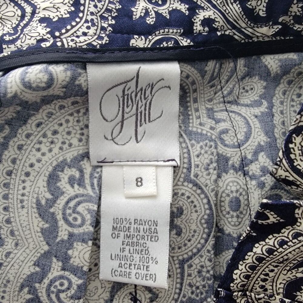 fisher hill women's paisley-print skirt size 8 pleated midi cottagecore - Picture 7 of 8